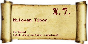 Milovan Tibor névjegykártya